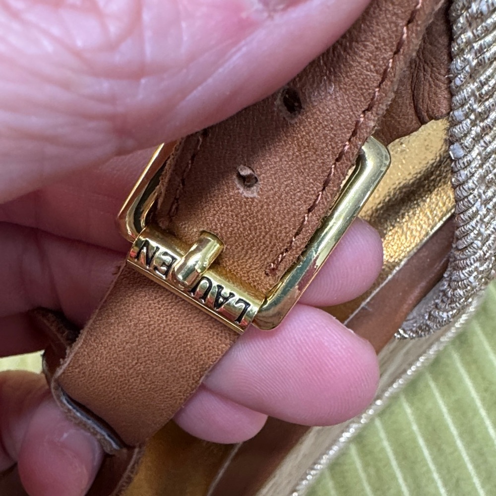 Ralph Lauren Brown & gold Wedge Sandals - Picture 7 of 8